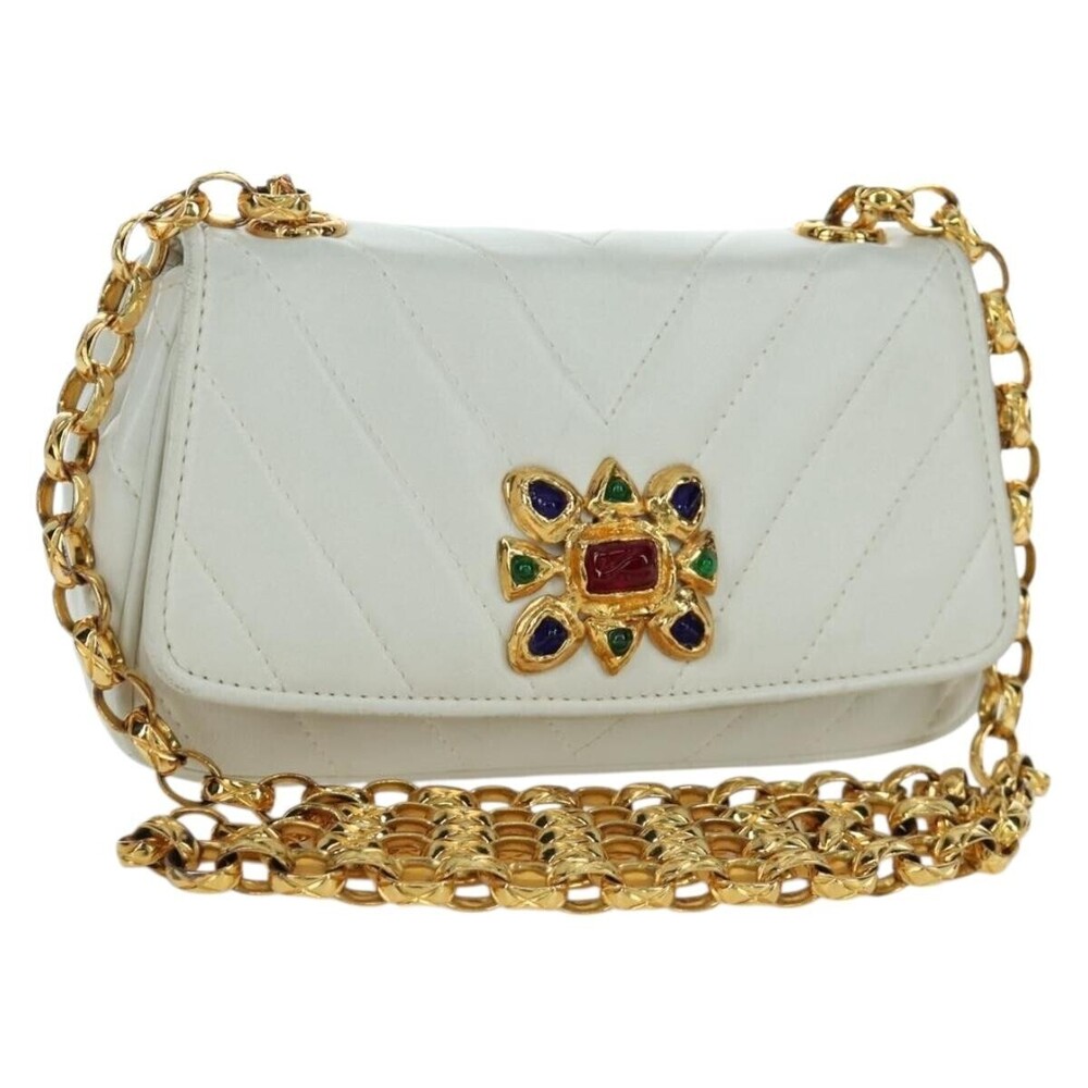 Chanel Vintage Gripoix Flap Leather